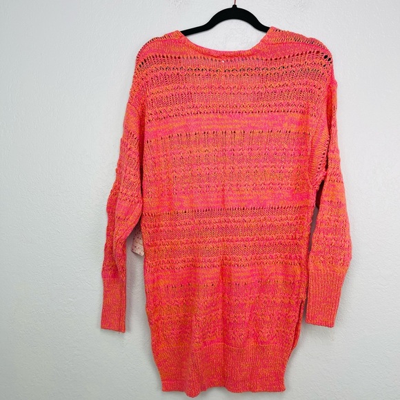 NWT Free People Pink Hot Tropics V Neck knit Oversized Tunic Sweater size Small - Picture 6 of 8